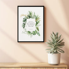 2 Corinthians 517 Poster New Creation Scripture Wall Art with Watercolor Green Palm Leaves, Botanical Christian Bible Verse