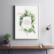 2 Corinthians 517 Poster New Creation Scripture Wall Art with Watercolor Green Palm Leaves, Botanical Christian Bible Verse