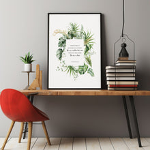 2 Corinthians 517 Poster New Creation Scripture Wall Art with Watercolor Green Palm Leaves, Botanical Christian Bible Verse