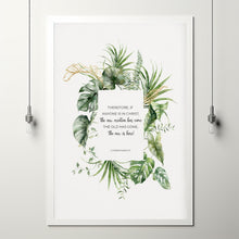 2 Corinthians 517 Poster New Creation Scripture Wall Art with Watercolor Green Palm Leaves, Botanical Christian Bible Verse