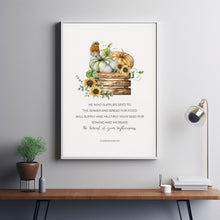 2 Corinthians 910 Fall Bible Verse Poster Wall Art, Autumn Scripture Poster Art Print, Christian Thanksgiving Decoration