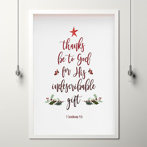 2 Corinthians 9:15 Christmas Card Poster - Celebrate the Season with Inspirational Scripture, Perfect for Holiday Decor