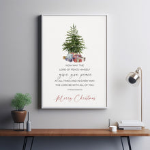 2 Thessalonians 316 Peace Quote Christian Christmas Scripture Poster Wall Art with Watercolor Christmas Tree, Winter Bible Verse Print