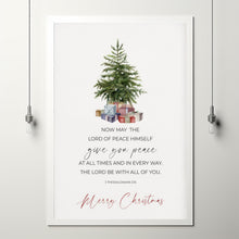 2 Thessalonians 316 Peace Quote Christian Christmas Scripture Poster Wall Art with Watercolor Christmas Tree, Winter Bible Verse Print