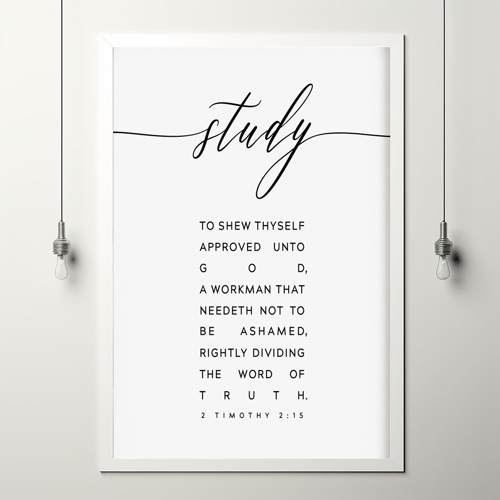 2 Timothy 2:15 KJV 'Study to Show Thyself Approved' Bible Verse Poster ...