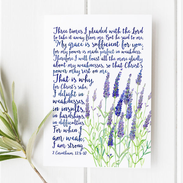 2 Corinthians 128-10 - When I am weak I am strong - Scripture Art - Bible Verse gift - Christian gift - Bible verse print - I am strong 1652977959