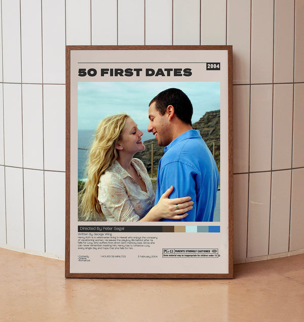 50 First Dates, Peter Segal, Minimalist Movie Poster, Vintage Retro Art Print