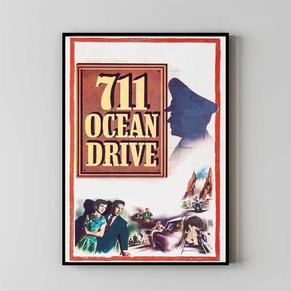 711 Ocean Drive (1950) Movie Poster, Home Decor, Live Room Wall Art DS04