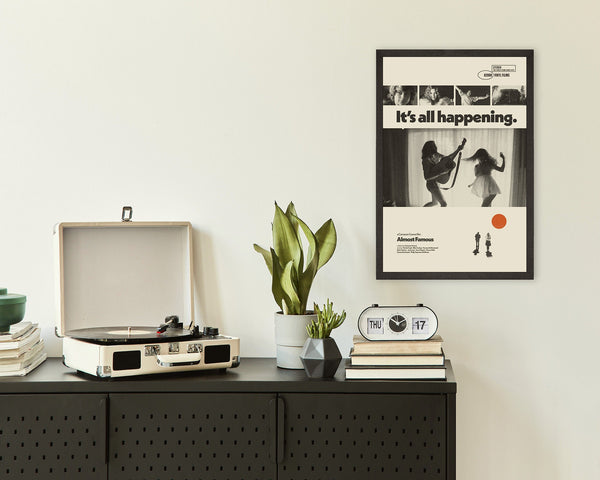 ALMOST FAMOUS, Cameron Crowe Inspired Poster, Art Print - Black and White, Red-orange, Mid-Century Modern, Music 1569807021