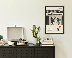 ALMOST FAMOUS, Cameron Crowe Inspired Poster, Art Print - Black and White, Red-orange, Mid-Century Modern, Music 1569807021