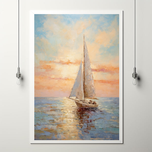 Vintage Nautical Sailboat Poster - Classic Marine Painting Print - Antique Sailing Decor - Maritime Wall Art - Coastal Living Aesthetic - Unique Seafaring Gift Idea