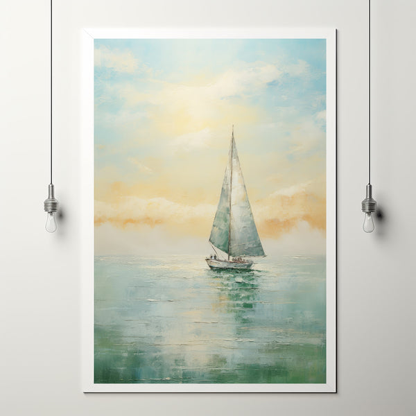 Vintage Nautical Sailboat Poster - Classic Marine Painting - Antique Maritime Wall Art - Oceanic Sailing Decor - Unique Seafaring Gift Idea