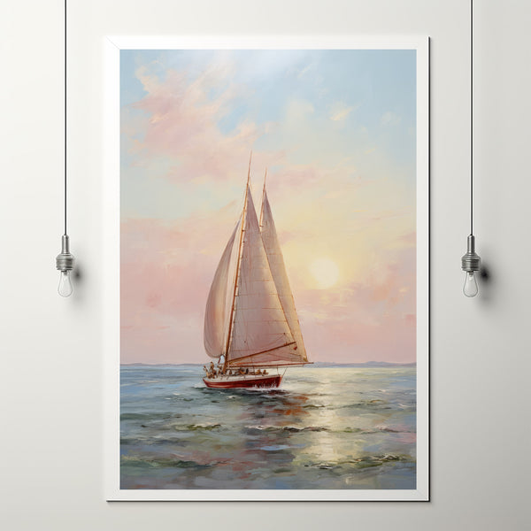 Vintage Nautical Sailboat Poster - Classic Marine Painting Print - Antique Sailing Wall Art - Coastal Home Decor - Seafarer's Gift Idea