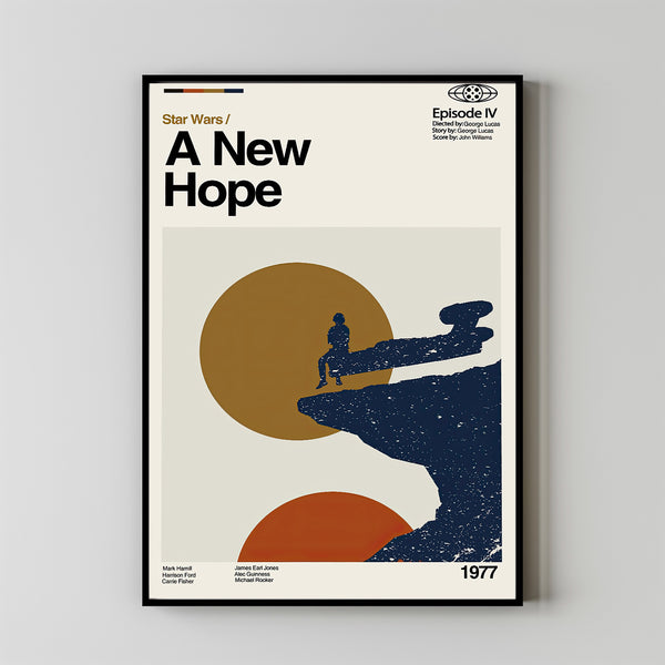 A New Hope Episode IV Poster, George Lucas Movie, Star Wars Film, Vintage Modern, Album Cover Poster, Minimalist Art, High Quality