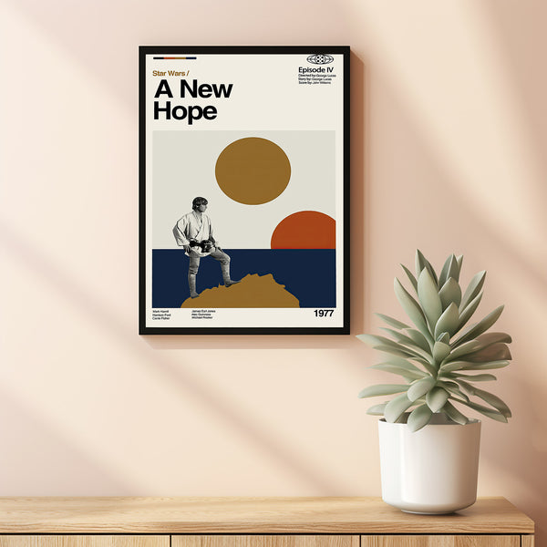 A New Hope Episode IV Poster, John Williams Movie, Star Wars Film, Vintage Modern, Album Cover Poster, Minimalist Art, High Quality