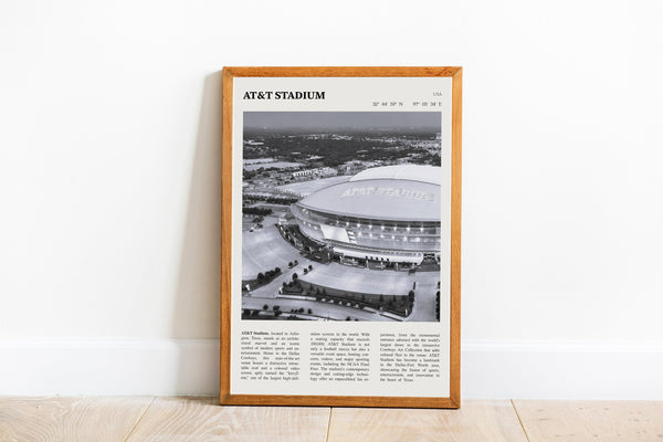 AT T Stadium  Wall Art Poster AT&T Stadium Texas Black White Poster  Poster  Art Gift 1628664724