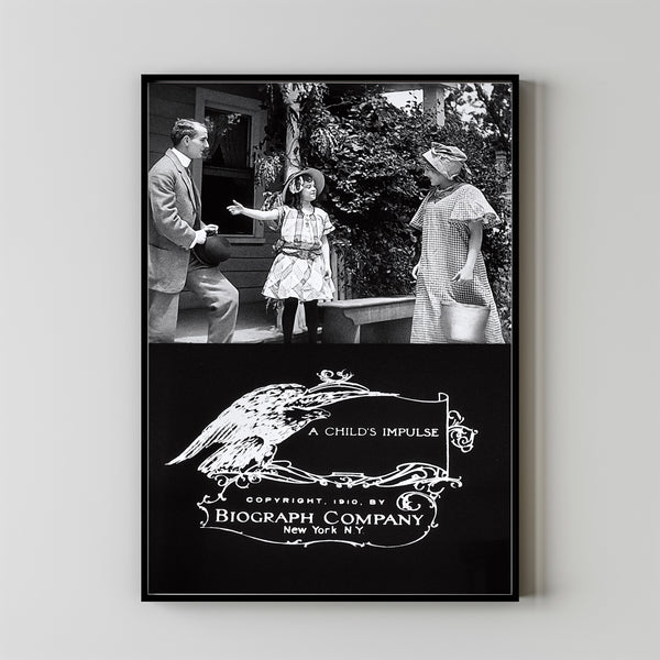 A Child's Impulse (1910) Movie Poster,  Home Decor, Live Room Wall Art