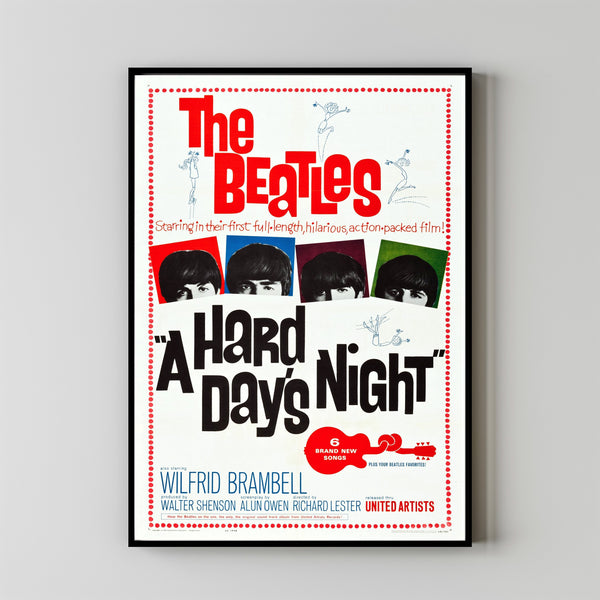 A Hard Day's Night (1964) Movie Poster,  Home Decor, Live Room Wall Art