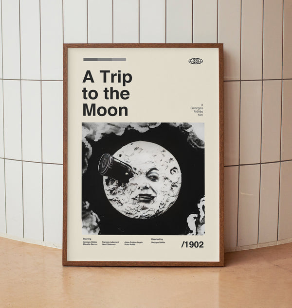 A Trip to the Moon 1902 Vintage Movie Poster - Georges Méliès Le voyage dans la lune Film  - Minimalist Midcentury Wall Art Print 1579538021