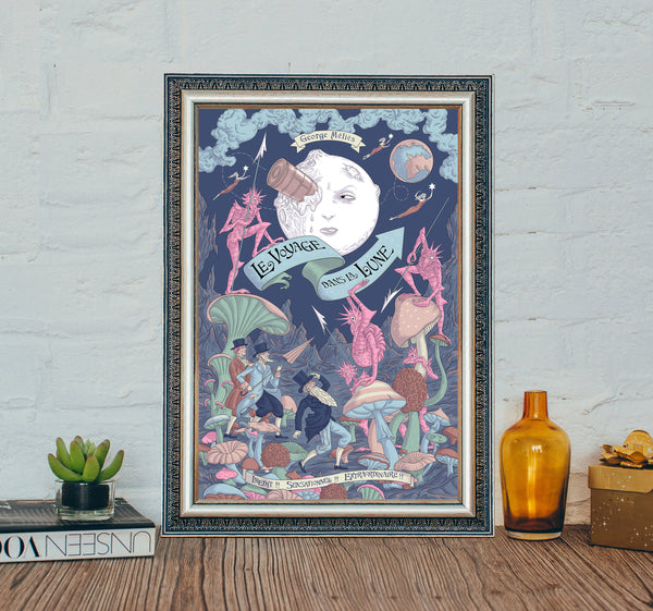A Trip to the Moon Movie Poster, A Trip to the Moon Classic Movie Poster, Vintage Canvas Cloth Photo Print, Holiday gifts 1630607120