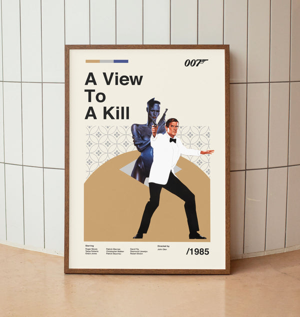 A View To A Kill James Bond Wall Art Print - Roger Moore Retro Movie Poster - Midcentury Art 1406827726