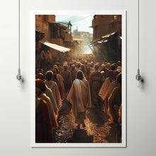 Jesus Walking Towards A Crowd Of People Poster, Gift Trendy Living Room Home Decor Framed Canvas Christian Nursery Decor 1