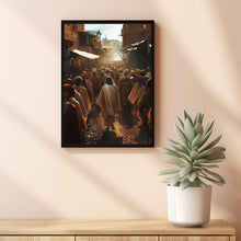 Jesus Walking Towards A Crowd Of People Poster, Gift Trendy Living Room Home Decor Framed Canvas Christian Nursery Decor 1