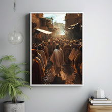 Jesus Walking Towards A Crowd Of People Poster, Gift Trendy Living Room Home Decor Framed Canvas Christian Nursery Decor 1