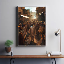 Jesus Walking Towards A Crowd Of People Poster, Gift Trendy Living Room Home Decor Framed Canvas Christian Nursery Decor 1