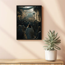 Jesus Walking Towards A Crowd Of People Poster, Gift Trendy Living Room Home Decor Framed Canvas Christian Nursery Decor