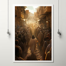 Jesus Walking Towards A Crowd Of People Poster, Gift Trendy Living Room Home Decor Framed Canvas Christian Nursery Decor 2