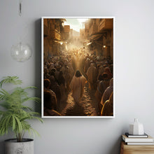 Jesus Walking Towards A Crowd Of People Poster, Gift Trendy Living Room Home Decor Framed Canvas Christian Nursery Decor 2