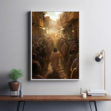 Jesus Walking Towards A Crowd Of People Poster, Gift Trendy Living Room Home Decor Framed Canvas Christian Nursery Decor 2