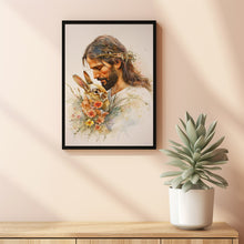 Divine Comfort A Serene Digital Artwork of Jesus Embracing a Bunny