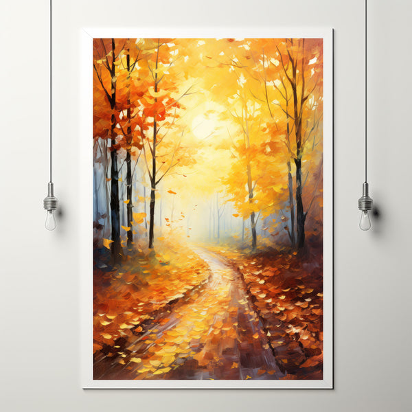 Autumn Forest Trail Art Canvas - Realistic Landscape Painting - Fall Home Wall Decor - Perfect To Gift Landscape Lovers