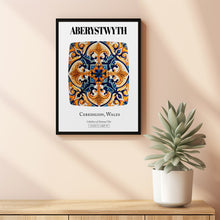 Aberystwyth, Ceredigion, Wales, Traditional Tile Pattern Aesthetic Wall Art Decor Print Poster