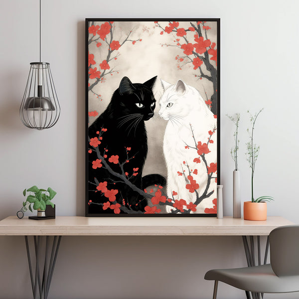 Black and White Cats Playing Together Poster - Perfect Cat Lover Wall Art