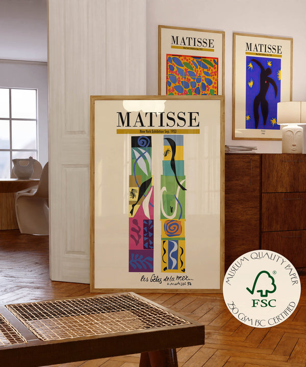 Abstract Marine Life Matisse Poster Beasts of the Sea Mid Century Modern Wall Art 1952 Exhibition PRINTED on premium paper
