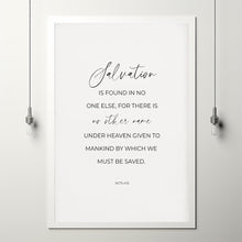 Acts 412 Salvation Bible Verse Poster Wall Art, Minimalist Christian Easter Scripture Wall Art Home Decor, No Other Name Poster