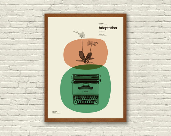 Adaptation - Spike Jonze Poster, Nicolas Cage, Meryl Streep, 18 x 24 Art Print, Mid-Century Modern, Vintage Typewriter, Coral 488581740