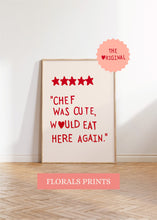 Aesthetic Kitchen Decor Cute Cooking Art Kitchen Wall Art Print Minimalist Heart Print Red Chef Art Print  Wall Art THE ORIGINAL 1482944655