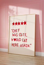 Aesthetic Kitchen Decor Cute Cooking Art Kitchen Wall Art Print Minimalist Heart Print Red Chef Art Print  Wall Art THE ORIGINAL 1482944655