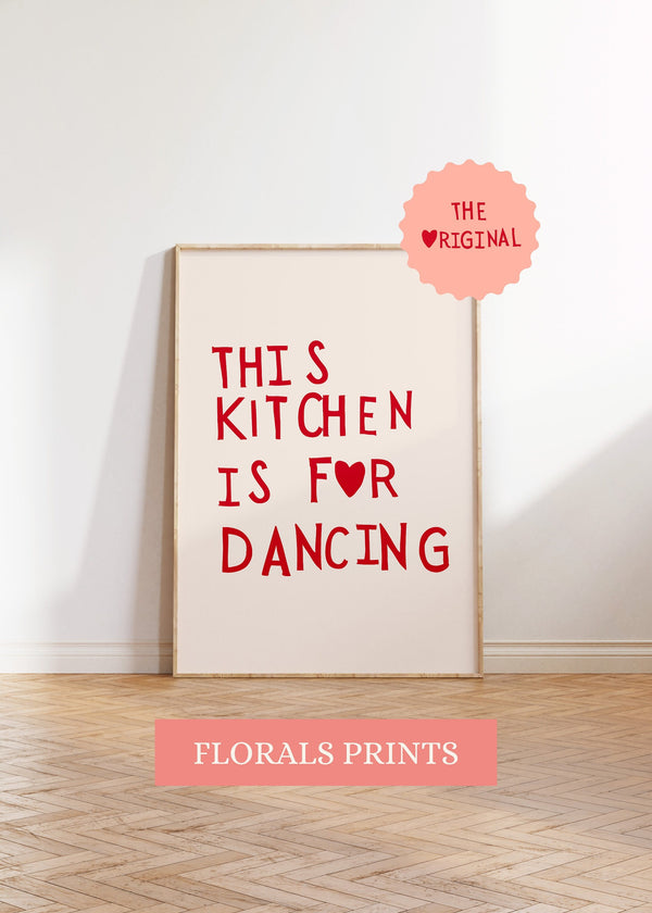 Aesthetic Kitchen Decor Cute Dance Art Red Kitchen Wall Art Print Minimalist Heart Print Trendy Kitchen Poster  Wall Art THE ORIGINAL 1459905260