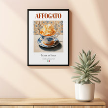 Affogato on Maiolica tile plate, Traditional Italian Food Wall Art Print Poster, Kitchen and Café Decor, Foodie Gift