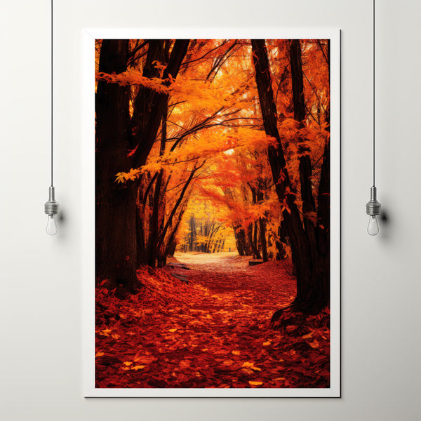 Autumn Embrace Trail Art Print - Hyper-Realistic Fall Landscape - Elegant Seasonal Home Decor - Ultimate Gift for Scenery Enthusiasts