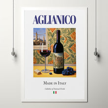 Aglianico on Maiolica Tile, Traditional Italian Beverage (Drink) Print Poster, Kitchen and Bar Wall Art