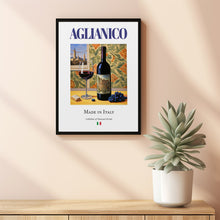 Aglianico on Maiolica Tile, Traditional Italian Beverage (Drink) Print Poster, Kitchen and Bar Wall Art