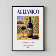 Aglianico on Maiolica Tile, Traditional Italian Beverage (Drink) Print Poster, Kitchen and Bar Wall Art