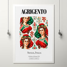 Agrigento, Sicilia, Italy, Sicilian Folk Costumes Tile Pattern Aesthetic Wall Art Decor Print Poster