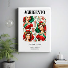 Agrigento, Sicilia, Italy, Sicilian Folk Costumes Tile Pattern Aesthetic Wall Art Decor Print Poster